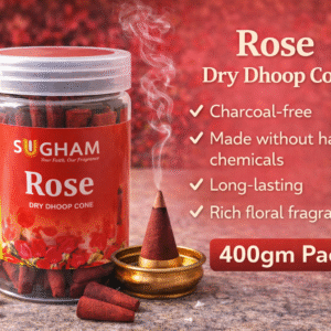 Premium dry dhoop cone 400gm jar for pooja and home fragrance